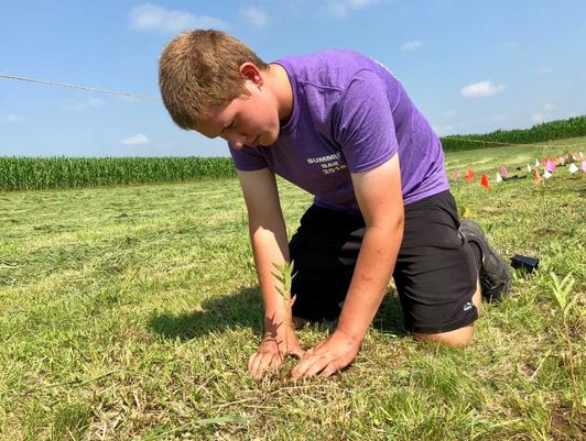photo of student working in field