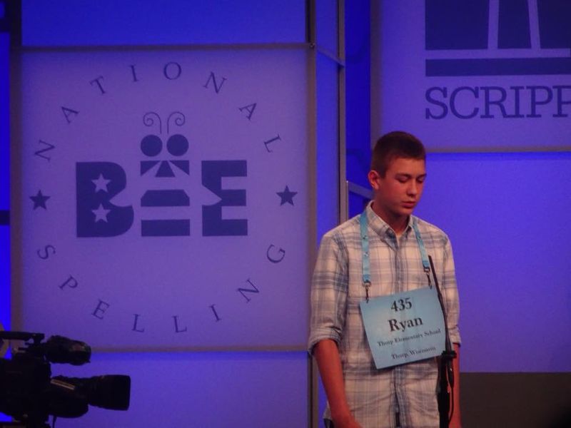 photo of Thorp student competing at spelling bee